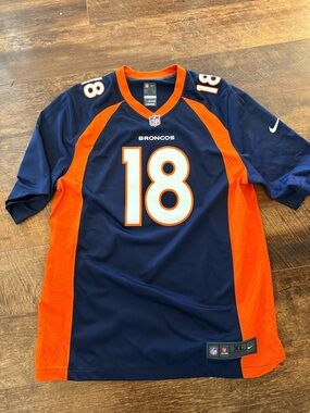NFL Denver Broncos #18 Navy and Orange Men's Jersey